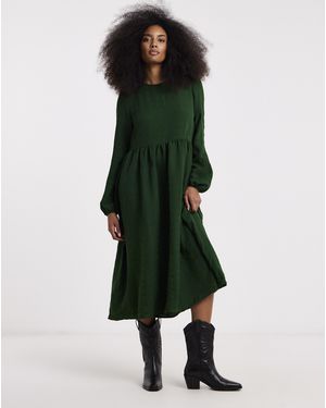 Simply Be Textured Pocket Midi Dress - Green