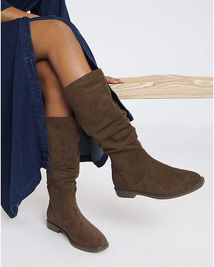 JD Williams Knee High Ruched Boot Eee Std - Blue