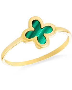 iJewel 9Ct Clover Malachite Ring - Blue