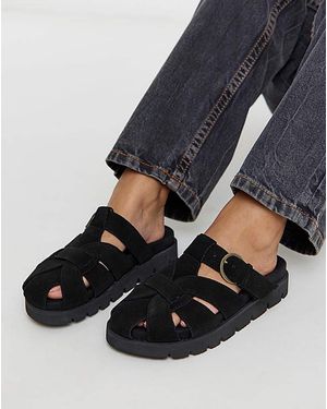 Simply Be Woven Closed Toe Mules Wide Fit - Black
