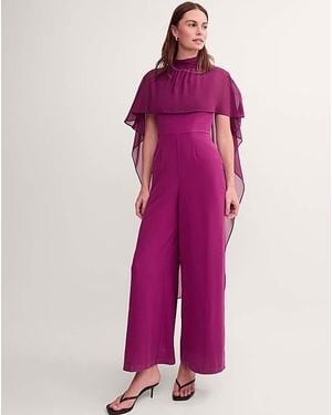 Monsoon Valerie Cape Wide Leg Jumpsuit - Purple