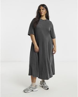 Simply Be Acid Wash Midi Dress - Black