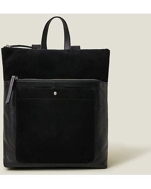 Accessorize Suede Leather Backpack - Black
