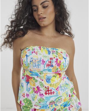 Simply Be Shirred Detail Tankini Top - Multicolour