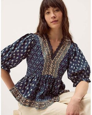 Monsoon Stacee Print Jersey Top - Blue