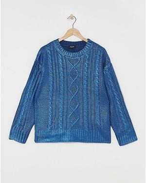 Simply Be Foil Metallic Cable Jumper - Blue