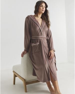 Pretty Secrets Velour Ribbed Maxi Gown - Brown