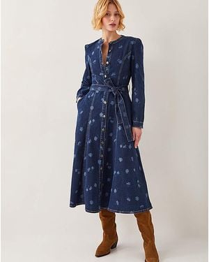 Monsoon Lulu Daisy Denim Midi Dress - Blue