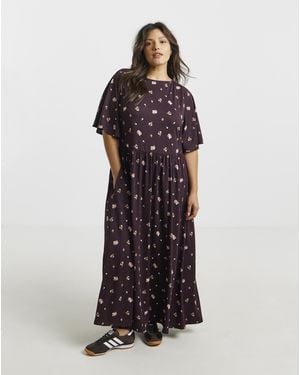 Simply Be Supersoft Boat Neck Midi Dress - Red