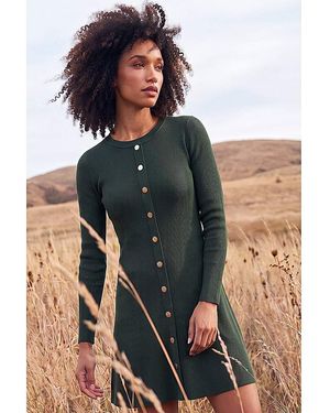 Roman Roman Knitted Button Dress - Green
