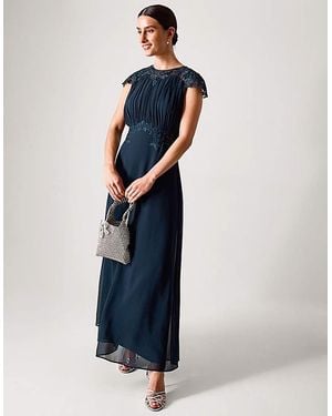 Monsoon Lace Chiffon Bridesmaid Dress - Blue
