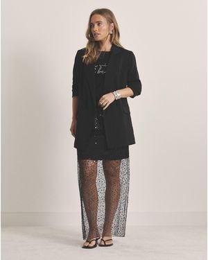 Simply Be Sheer Sequin Midaxi Skirt - Black