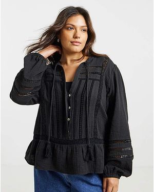 Simply Be Cutwork Blouse - Black