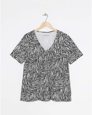 Simply Be V Neck Floaty Tee - Grey