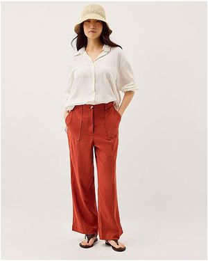 Monsoon Jolie Straight Linen Trousers - Red