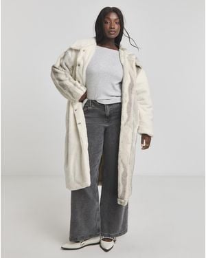 Native Youth Sherpa And Faux Fur Coat - White