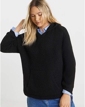 Simply Be Ribbed Knitted Hoodie - Black