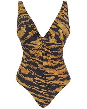Simply Be High Apex Non Wired Swimsuit - Multicolour