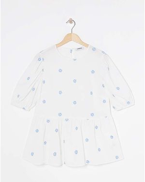 Simply Be Embroidered Puff Sleeve Top - Blue