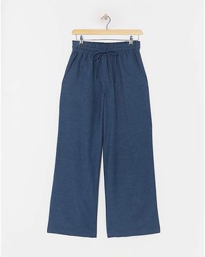 Simply Be Linen Wide Leg Trouser - Blue