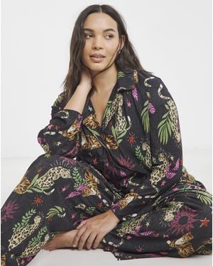 Simply Be Button Through Plisse Lounge Set - Brown