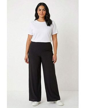 Roman Curve Elastic Waist Wide Trousers - Orange