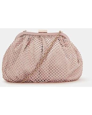 Accessorize Sequin Clip Frame Clutch Bag - Pink