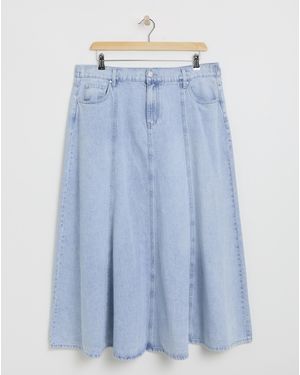 Simply Be A Line Maxi Denim Skirt - White