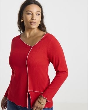 Simply Be Lettuce Edge Ls Top - Red
