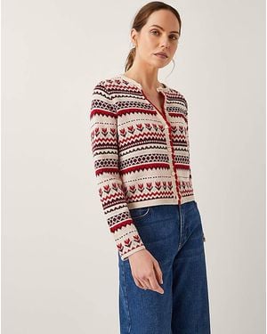 Monsoon Juno Floral Fair Isle Cardigan - White