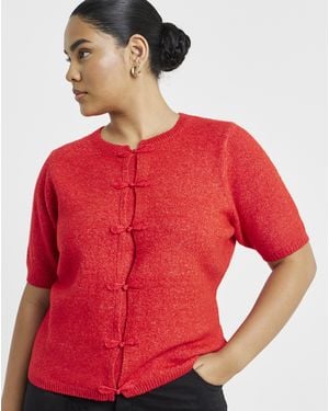 Simply Be Button Detail Cardigan - Red
