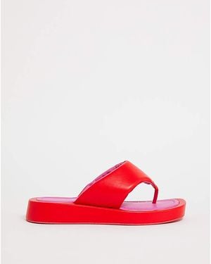 Simply Be Volume Toe Post Sandals Ex Wide - Red