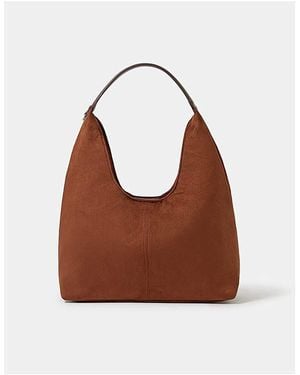 Accessorize Faux Suede Shoulder Bag - Brown