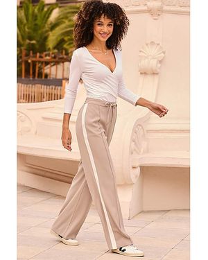 Sosandar Ivory Side Stripe Trouser - Natural