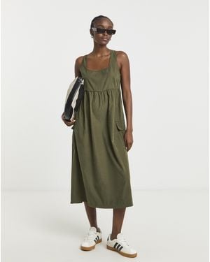 Simply Be Cargo Utility Midi Dress - Green