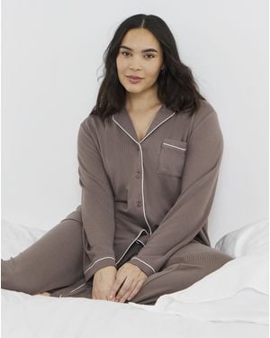 Pretty Secrets Brushed Rib Pyjama Set - Brown