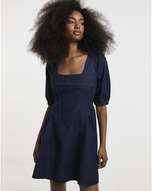 Simply Be Denim Corset Mini Dress - Blue