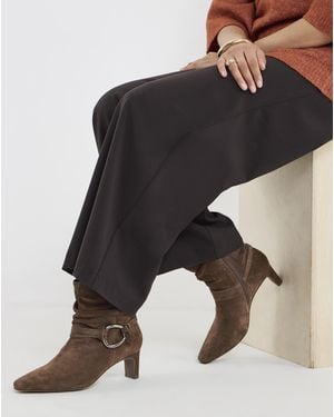 Simply Be Suede Pointed Slouch Boot Wide - Black