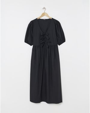 Simply Be Bow Front Midaxi Dress With Pockets - Black