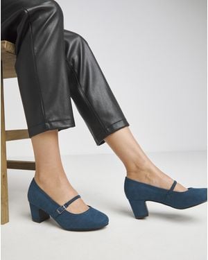 JD Williams Low Block Heel Mary Jane Ex Wide Fit - Grey