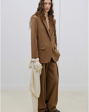 Mango Striped Blazer - Brown
