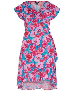 Pour Moi Penny Frill Wrap Woven Beach Dress - Multicolour
