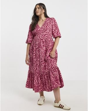 Simply Be Zebra Print Wrap Midi Dress - Red