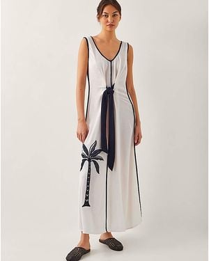 Monsoon Nyla Embroidered Tie Maxi Dress - White