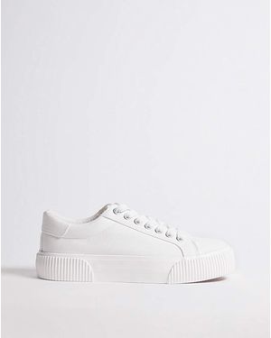 Simply Be Canvas Trainer Chunky Ribbed Sole Exwide - White