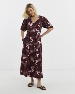 JD Williams Puff Sleeve Jersey Tea Dress - Red