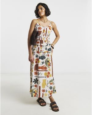 Native Youth Ny Shirred Cami Midi - White