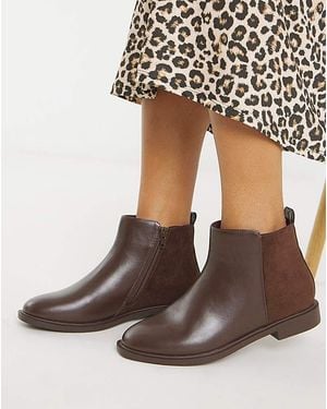 JD Williams Classic Mixed Material Ankle Boot Eee - Brown