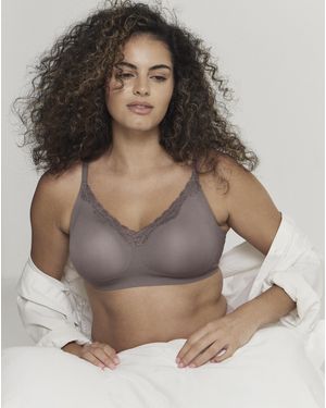 Pretty Secrets Lace Trim Comfort Bra - Grey