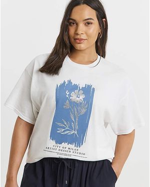 Simply Be Foil Flower T-Shirt - White